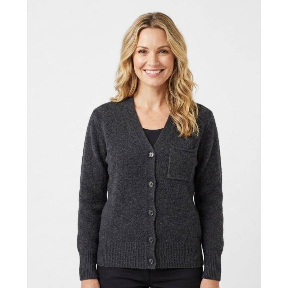 James Perse Cashmere Cardigan Sweater WLTC2449 Charcoal Gray V-Neck Pocket 1 S